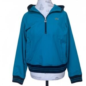 Vintage Lacoste Sport Nylon Hooded Pullover With 1/4 Zipper Small/Medium EUC!